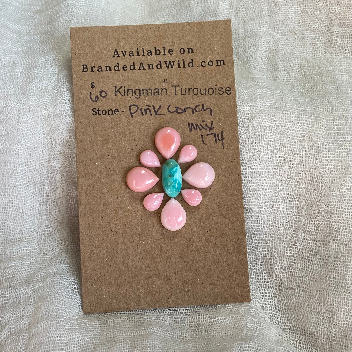 Pink Conch / Kingman Turquoise Cabochon - MIX174 1B785E6D-AE1B-434D-BE6B-F05218137D8C Brandedandwild.com