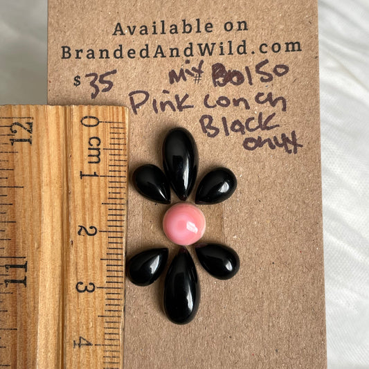 Black Onyx / Pink Conch Cabochon - MIX150 1D158EB7-AD88-421C-9FB2-43B4F2BCBC87 Brandedandwild.com