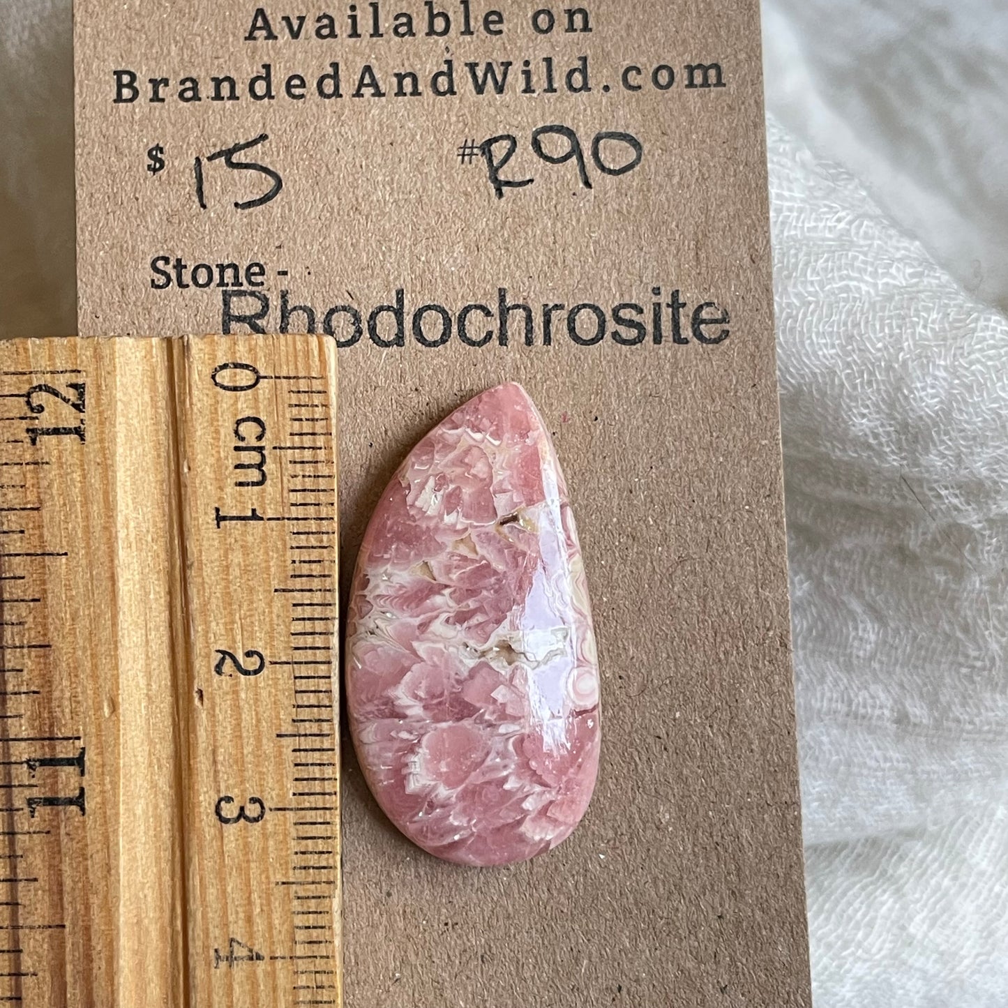 Rhodochrosite Cabochon - R90 1DF978FE-50F8-400A-9115-D5D24951C591 Brandedandwild.com