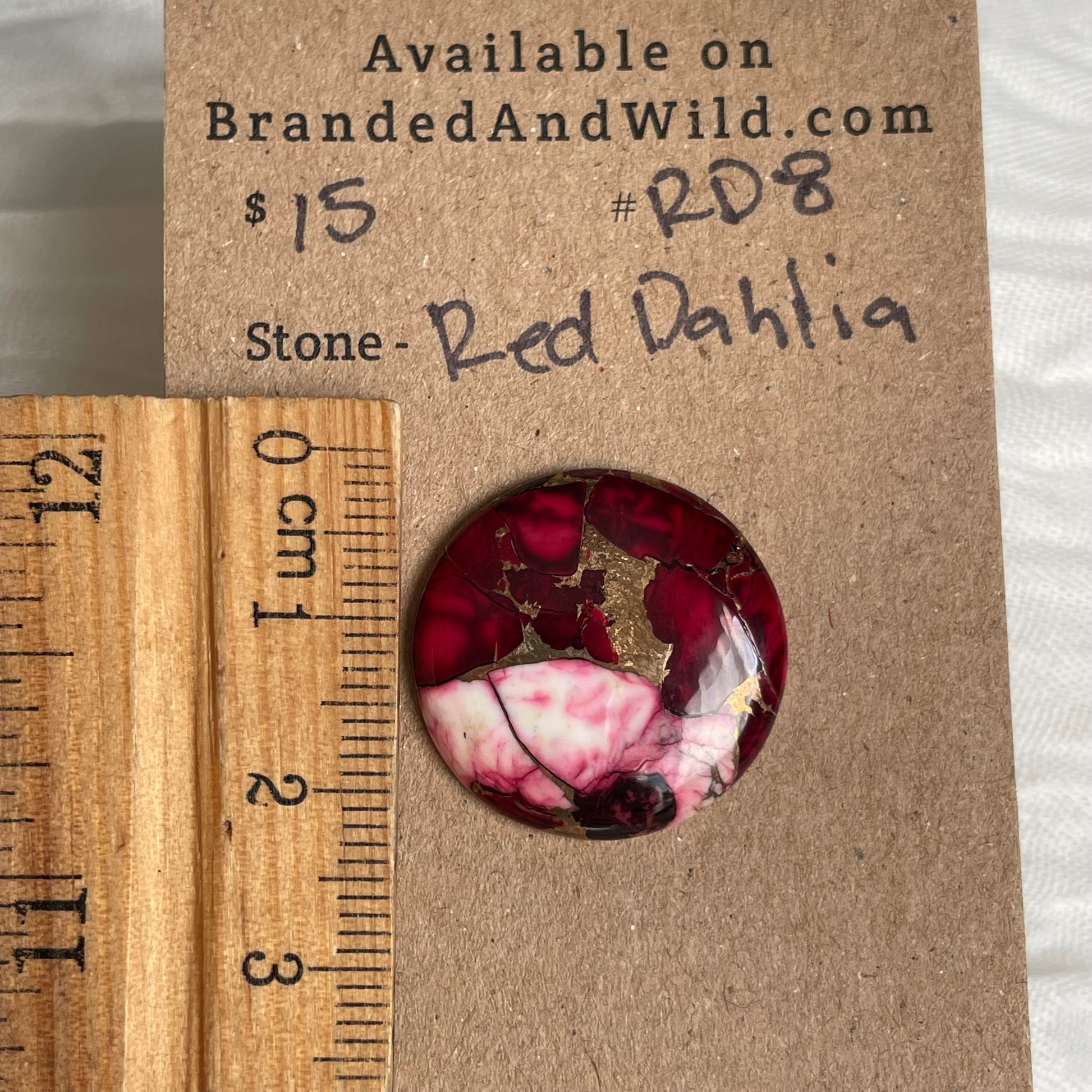 Red Dahlia Cabochon - RD8 1E6EB05B-DDA7-4FDE-B606-6E4F5C03C08D Brandedandwild.com