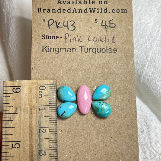 Pink Conch / Kingman Turquoise Cabochon - PK43 1EEE4468-E2BC-4786-8AF2-20FC31CA8C2A Brandedandwild.com