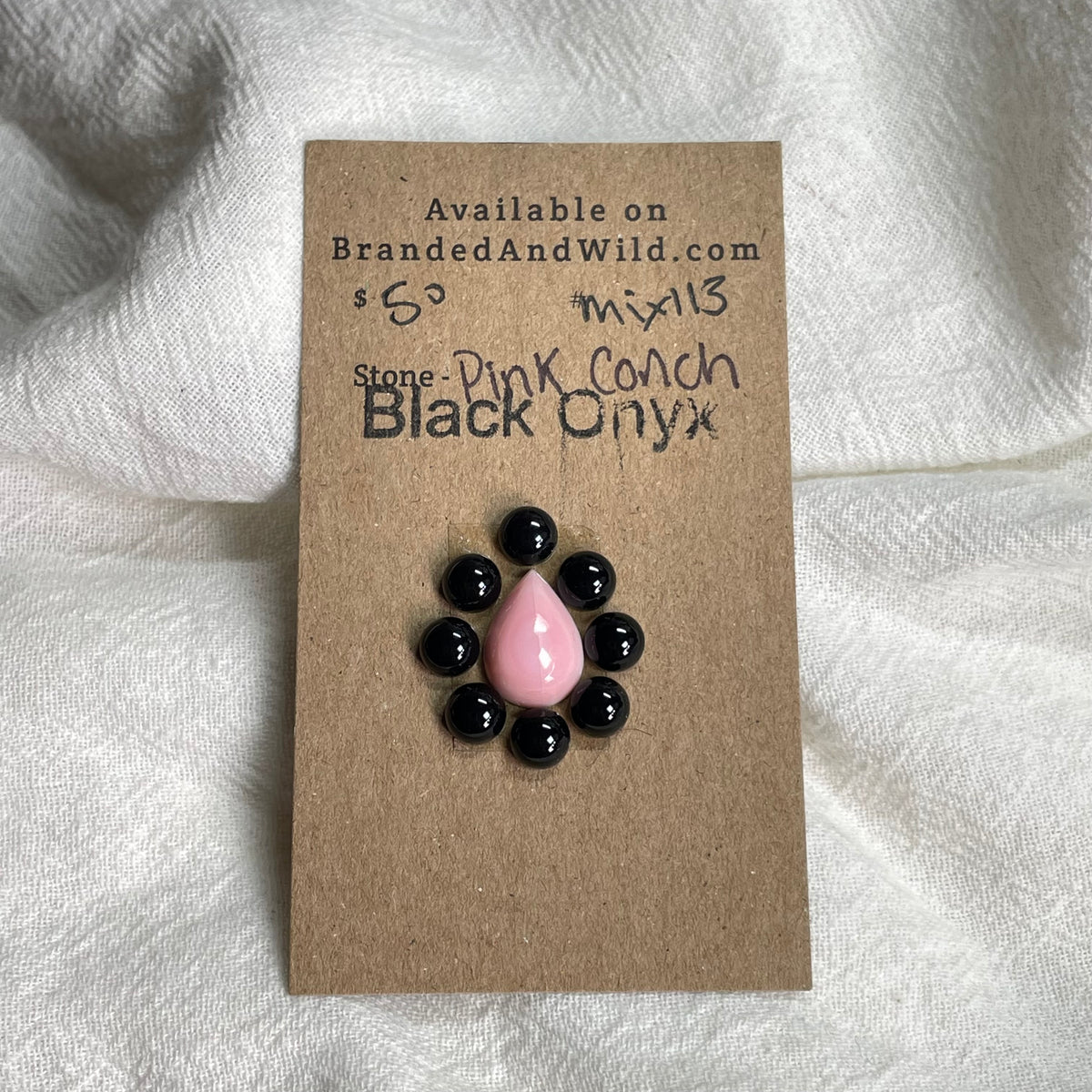 Black Onyx / Pink Conch Cabochon - MIX113 1EF75B14-0352-4F42-84B3-3B5483973F1E Brandedandwild.com