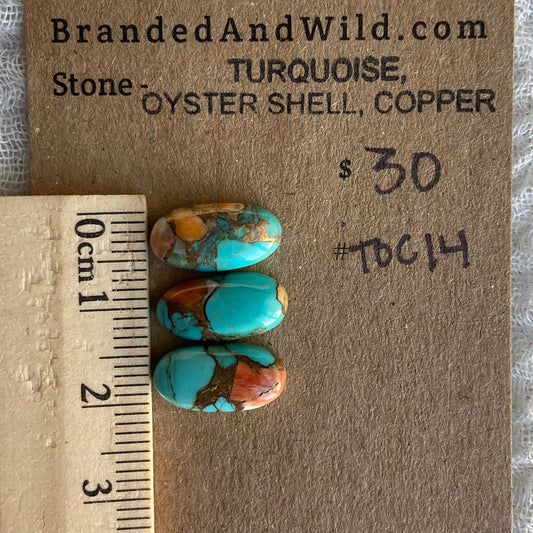 Turquoise, Oystershell, Copper Cabochon - TOC14