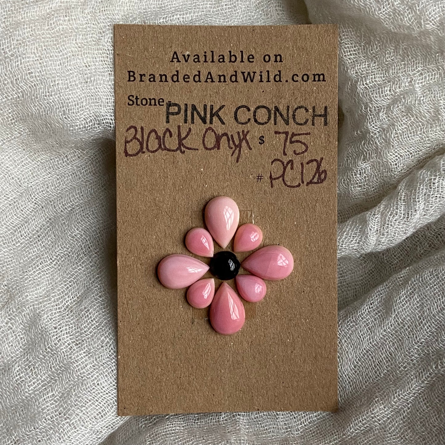 Black Onyx/Pink Conch Cabochon - Mix126
