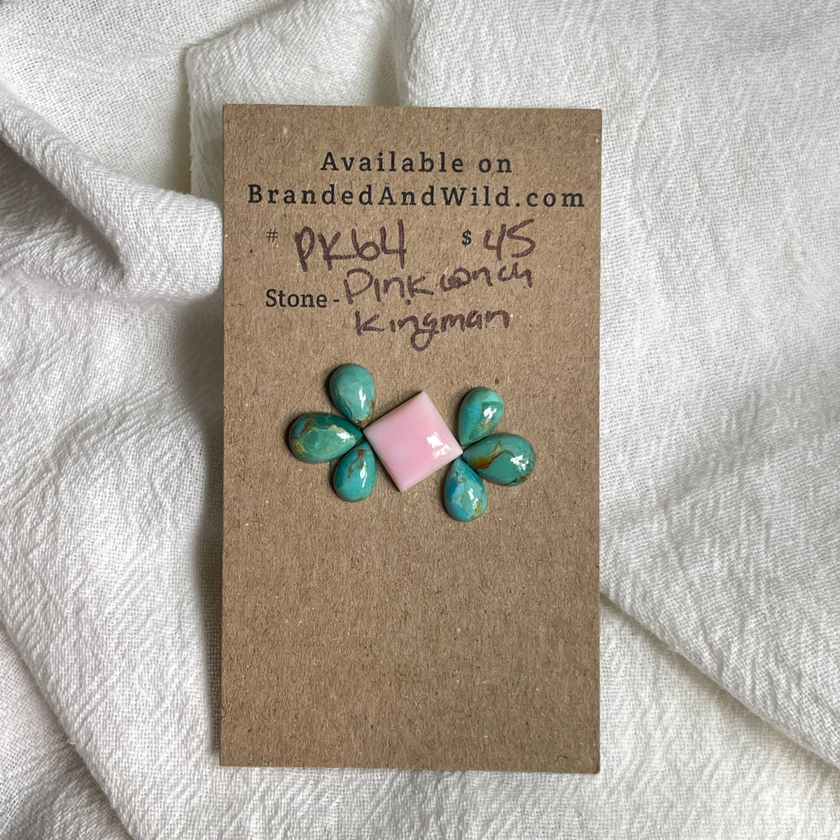 Pink Conch / Kingman Turquoise Cabochon - PK64