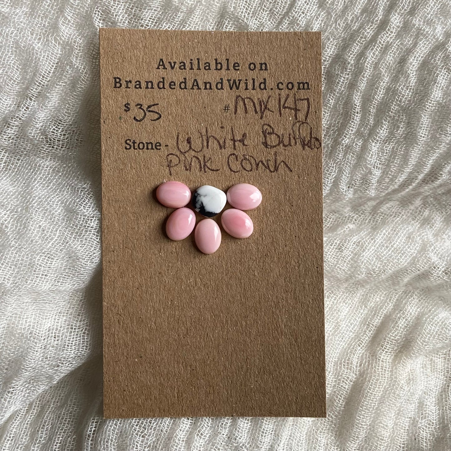 Pink Conch / White Buffalo Cabochon - MIX147 1FBA9B20-1FFE-4F59-B7F7-D89386B83E9C Brandedandwild.com