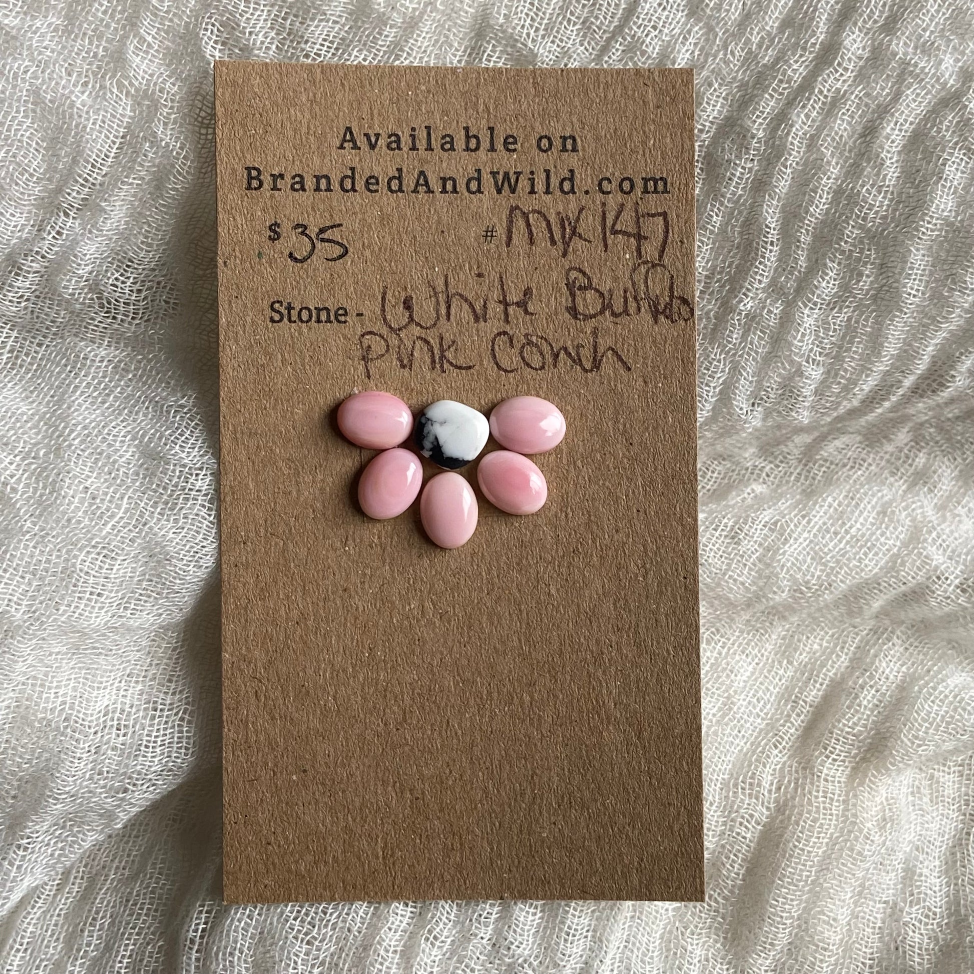 Pink Conch / White Buffalo Cabochon - MIX147 1FBA9B20-1FFE-4F59-B7F7-D89386B83E9C Brandedandwild.com