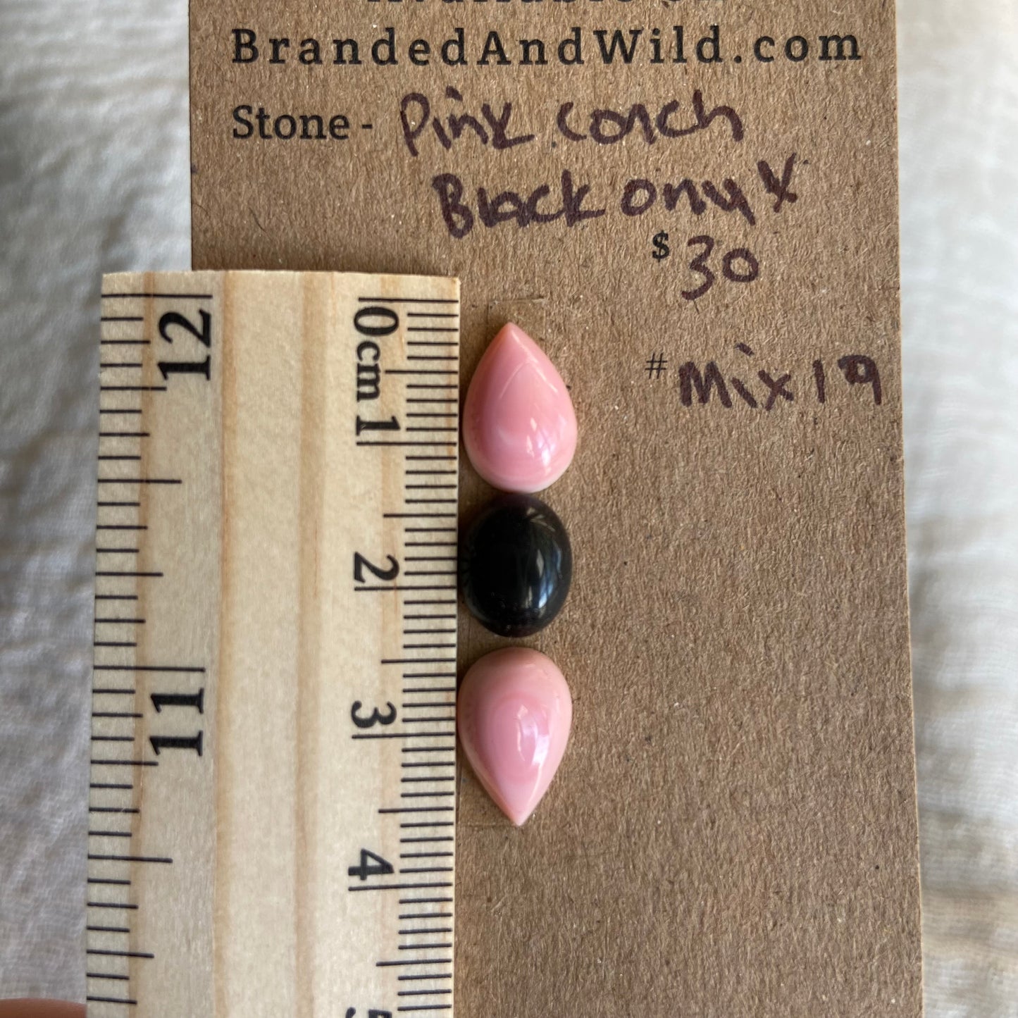 Black Onyx /Pink Conch Cabochon - MIX19