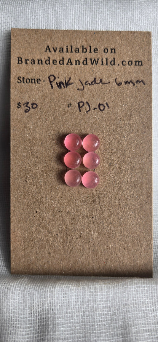 Pink Jade Cabochon 6mm - PJ-01