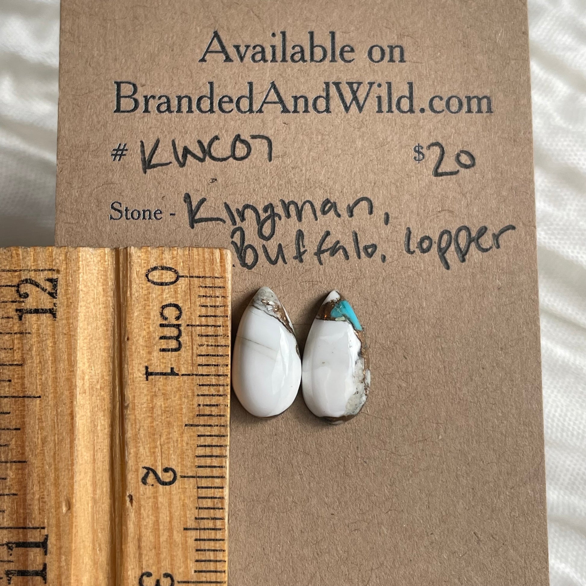 Kingman Turquoise, White Buffalo, Copper Cabochon - KWC07 202C4BEA-C309-4D57-96AC-62E92D52ADB3 Brandedandwild.com