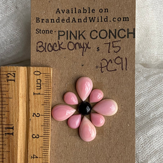 Black Onyx/Pink Conch Cabochon - Mix91