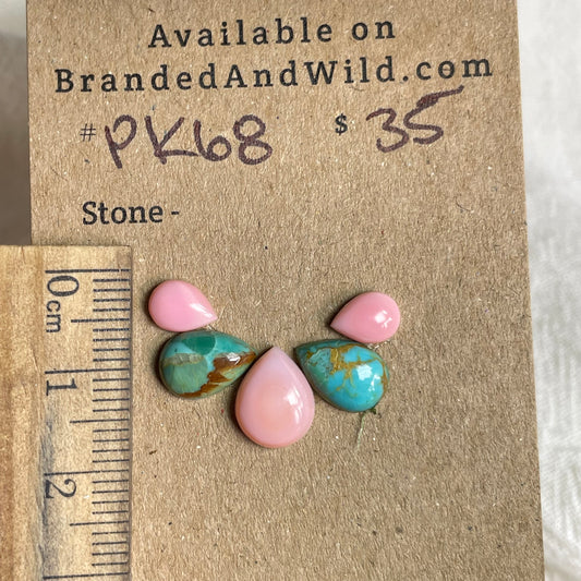 Pink Conch / Kingman Turquoise Cabochon - PK68 210F7047-7273-4B08-A100-E909DDBA371C Brandedandwild.com