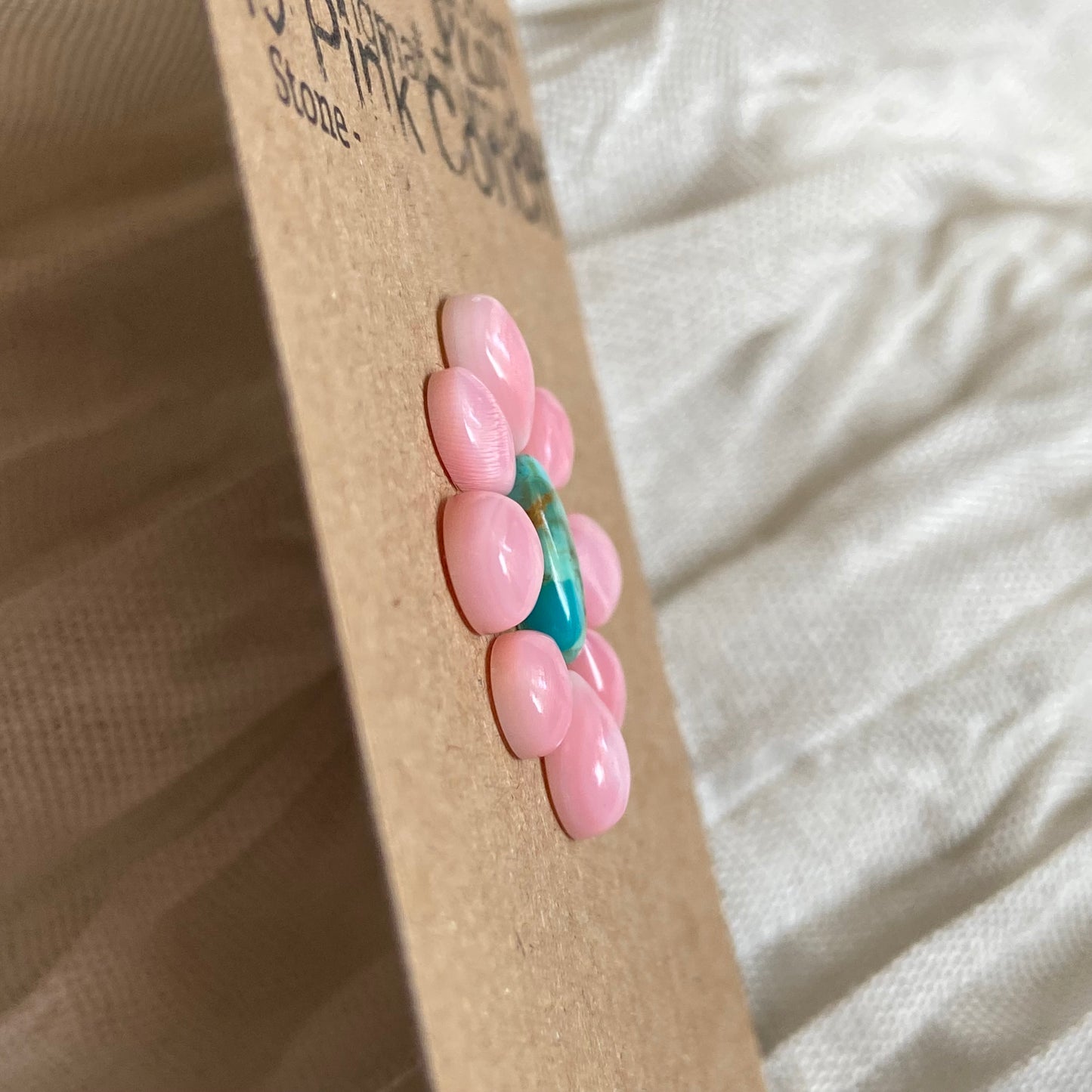 Pink Conch / Kingman Turquoise Cabochon - PK04 21DD43D0-2AFB-4FAD-81E3-0262888A1689 Brandedandwild.com