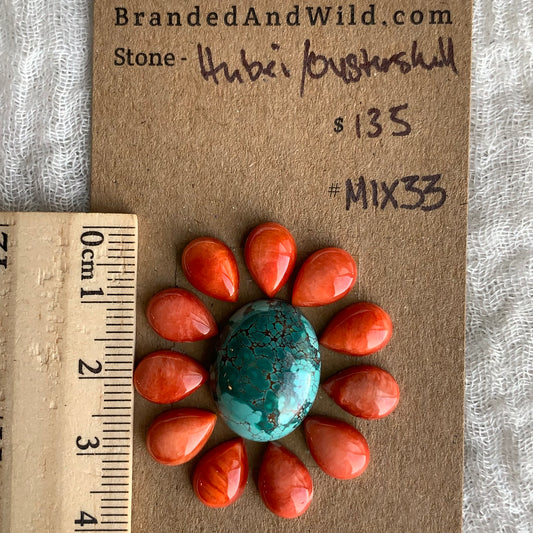 Oystershell - Hubei Turquoise Cabochon - MIX33