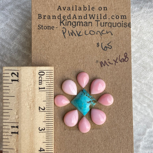 Pink Conch - Kingman Turquoise Cabochon - MIX68