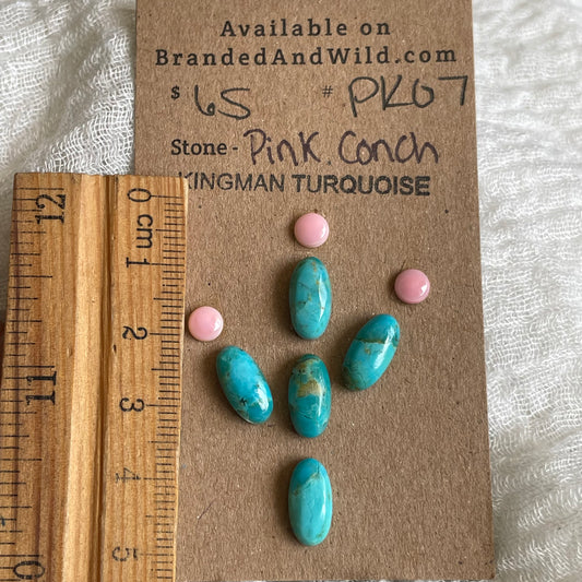 Pink Conch / Kingman Turquoise Cabochon - PK07