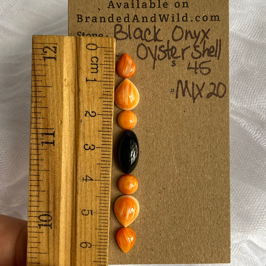 Oyster Shell / Black Onyx Cabochon - MIX20