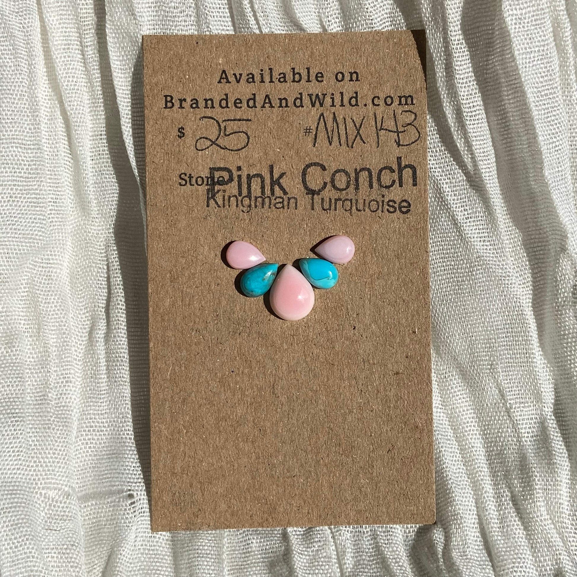 Pink Conch / Kingman Turquoise Cabochon - MIX143 24C29F73-F587-4B3D-875F-7A3750D109B8 Brandedandwild.com