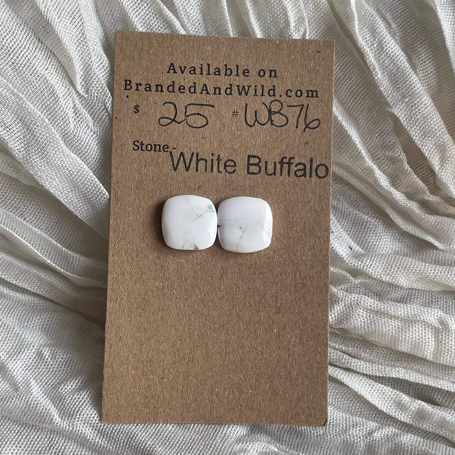 White Buffalo Cabochon - WB76 24D3B528-C9B3-4A11-A09D-F1C4E2544084 Brandedandwild.com