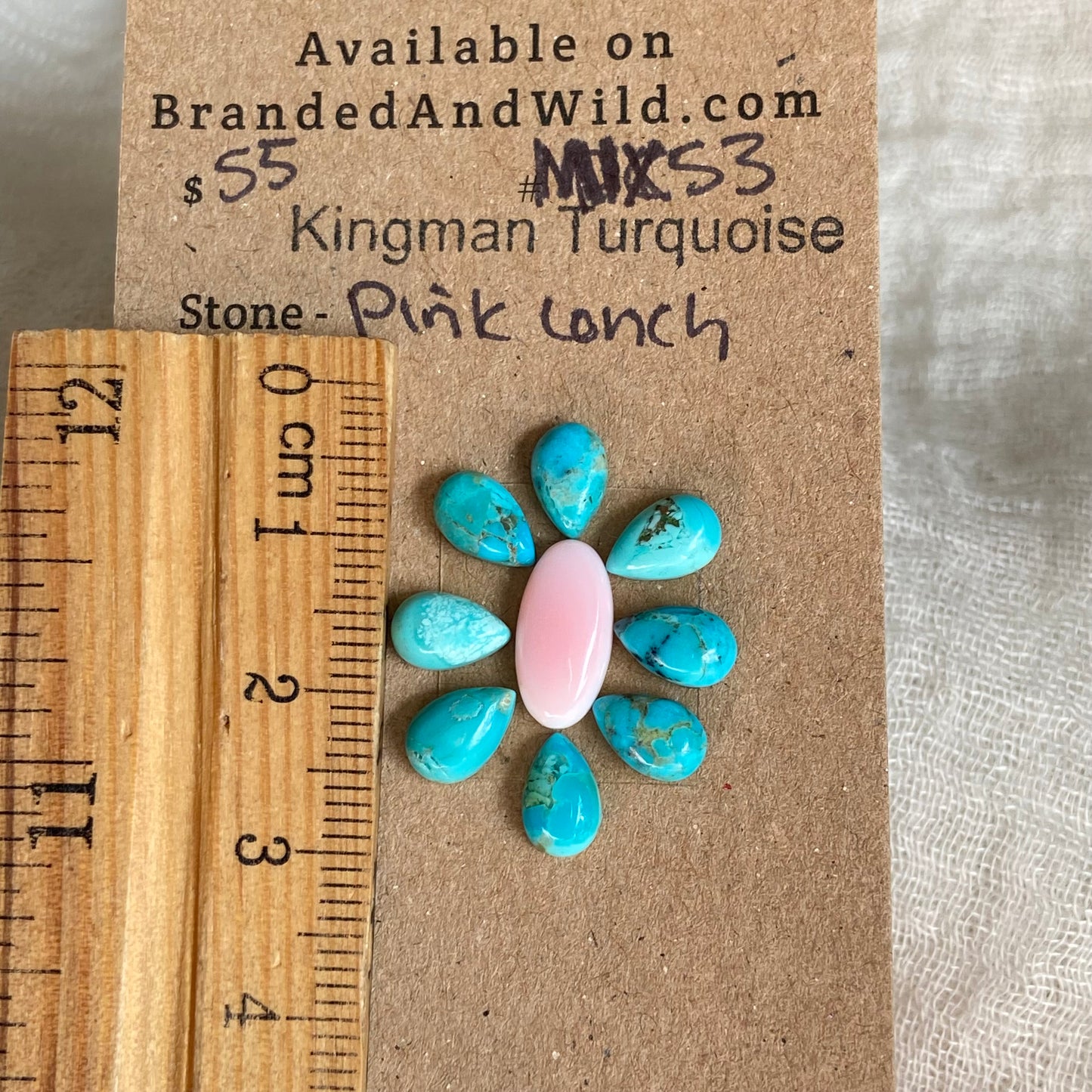Pink Conch / Kingman Turquoise Cabochon - Mix53 24E39485-59CC-49F6-9101-4F33E319732F Brandedandwild.com