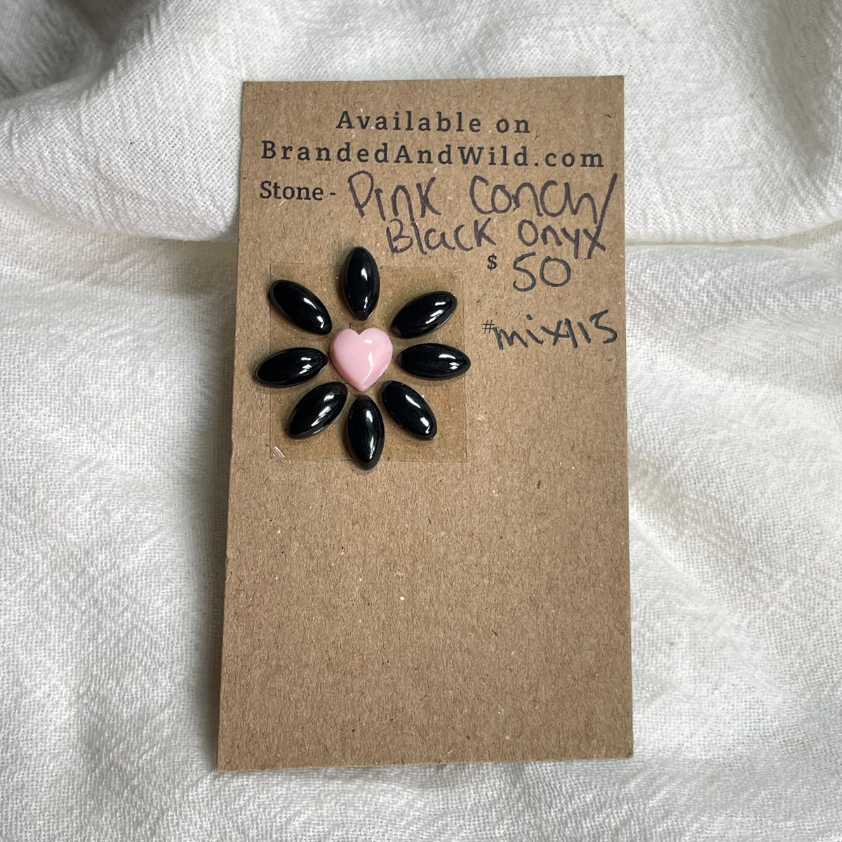 Black Onyx / Pink Conch Cabochon - MIX115 25A3A54F-8104-4165-A687-A29129092CFF Brandedandwild.com