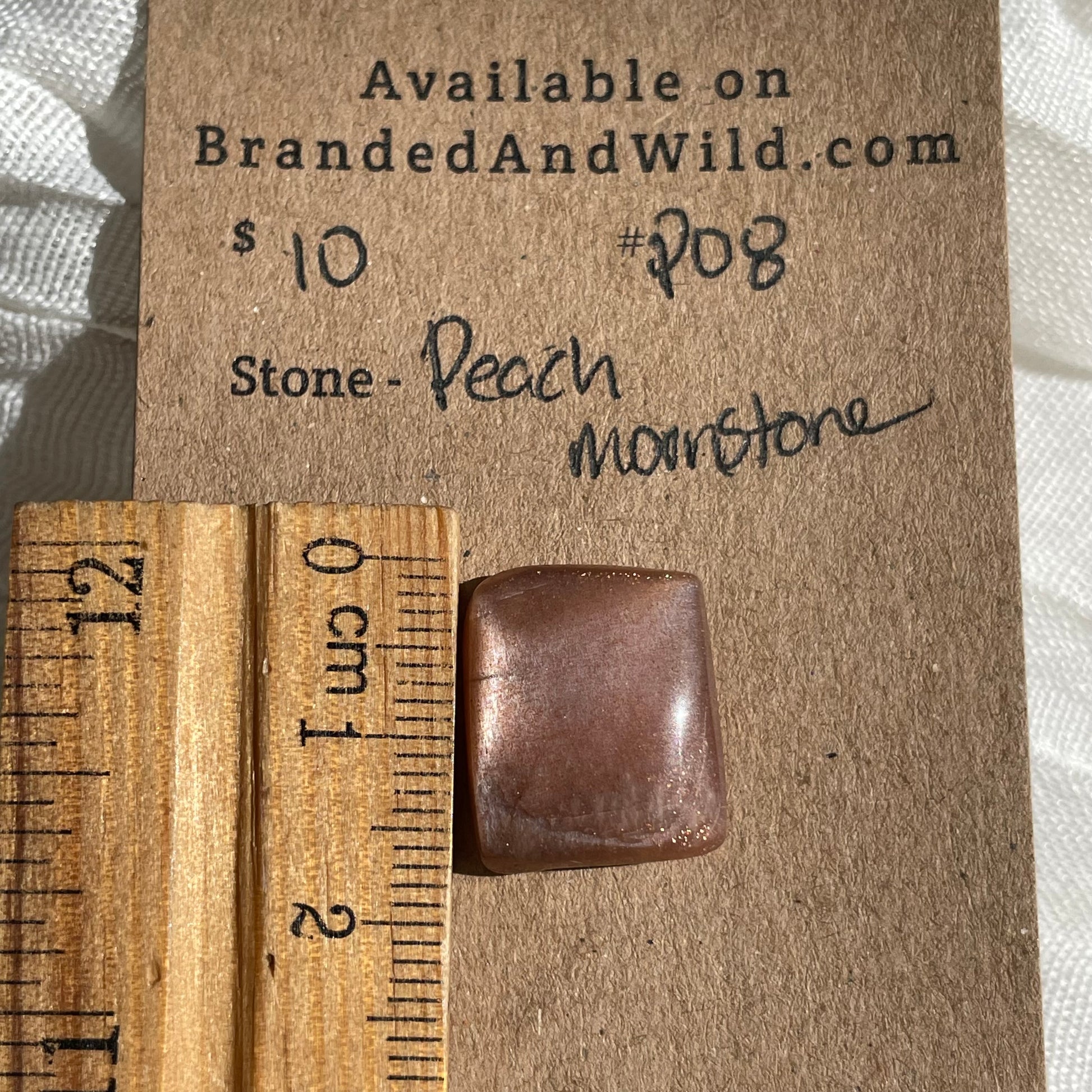 Peach Moonstone cabochon - P08 26E62535-5C44-42B3-BF6D-11652A2591DE Brandedandwild.com
