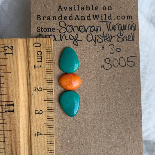 Sonoran Turquoise/Orange Oyster Shell Cabochon - SOO5