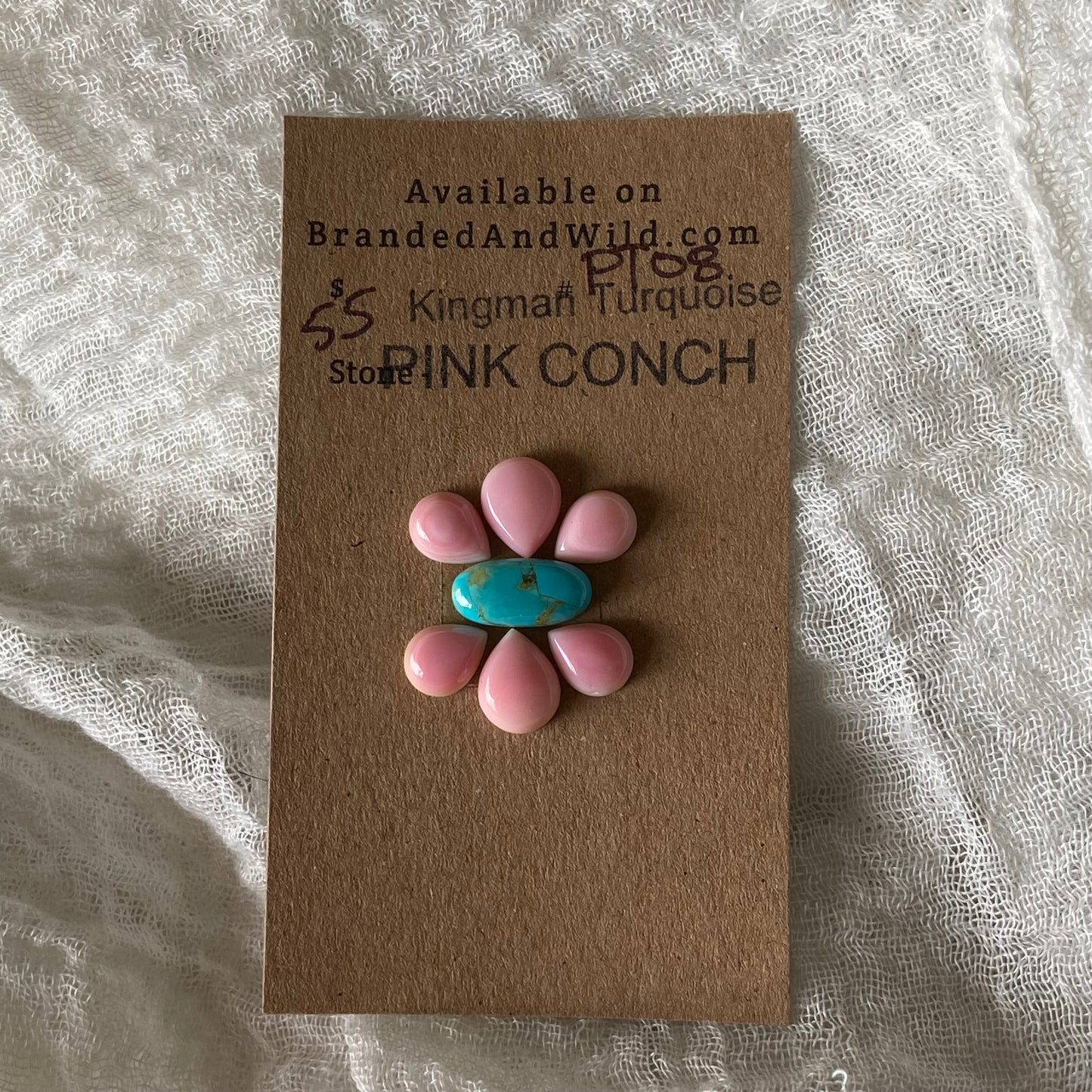 Pink Conch / Kingman Turquoise Cabochon - PT08
