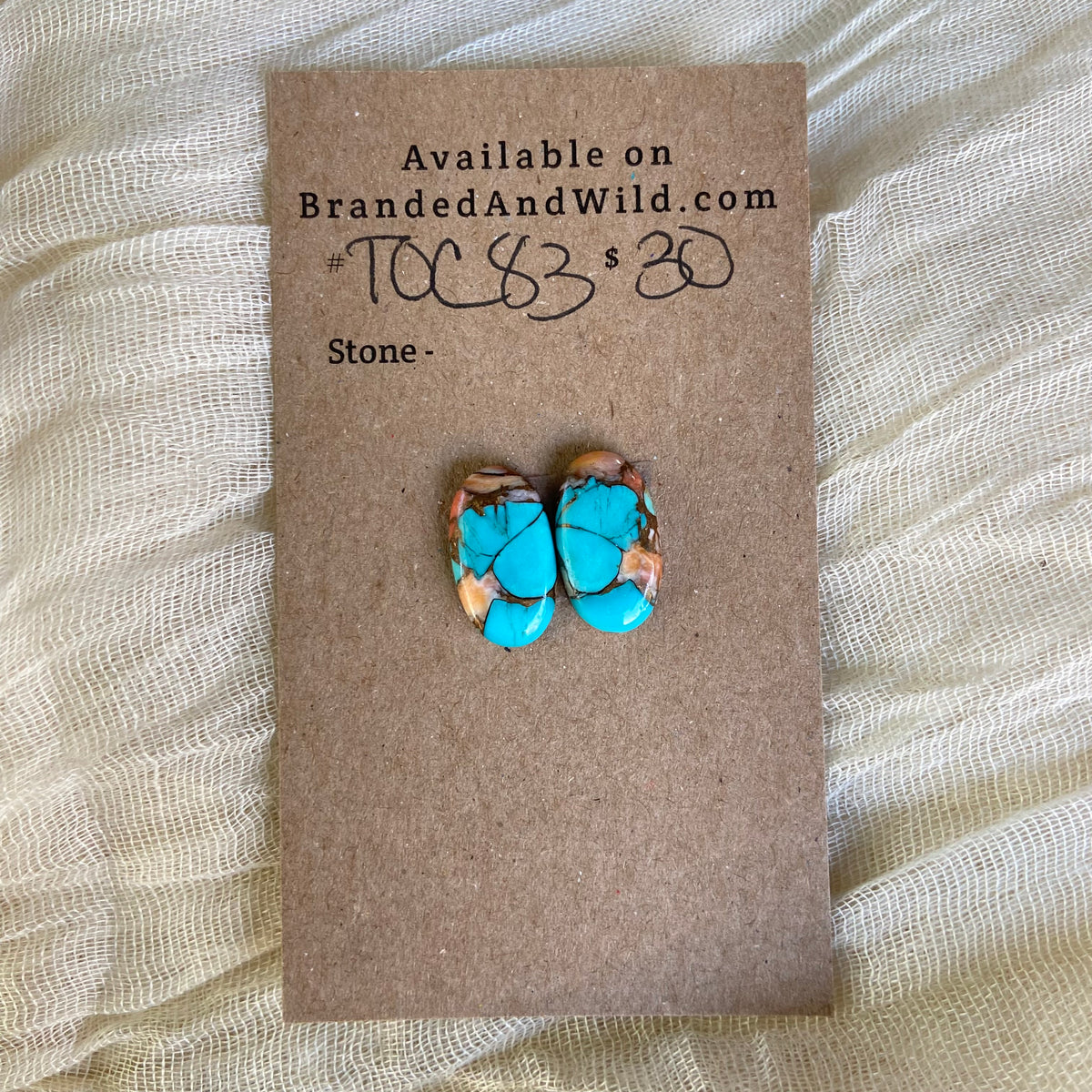 Turquoise, Oyster Shell, Copper Cabochon - TOC83 28C7EDFB-1EE1-4A46-8108-40424056B2FB Brandedandwild.com