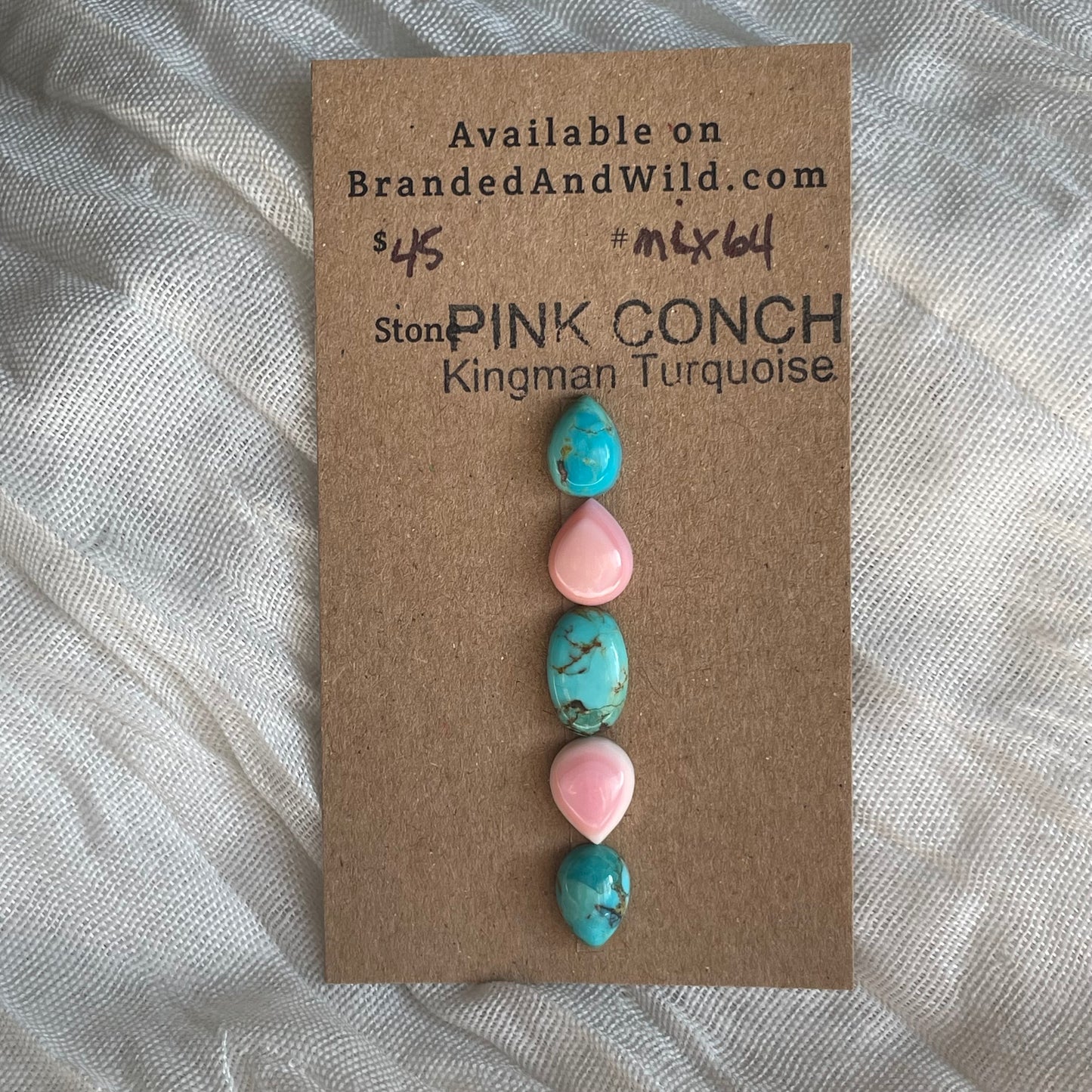 Kingman / Pink Conch Cabochon - MIX64 299FDA3D-AA1B-4577-BF79-94CC65AC63C3 Brandedandwild.com