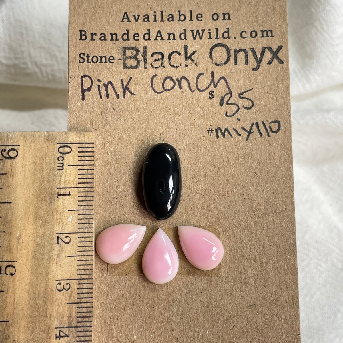 Black Onyx / Pink Conch Cabochon - MIX110 2A24CCA7-2574-4520-B0E4-CC18AF955AFA Brandedandwild.com