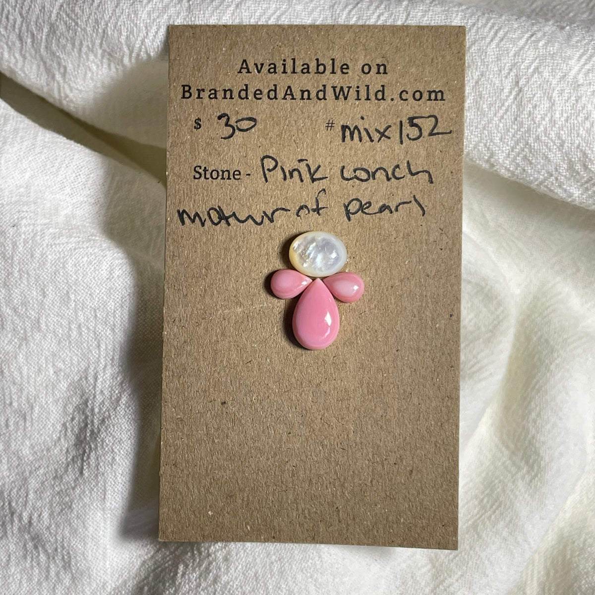 Pink Conch / Kingman Turquoise Cabochon - Mix152