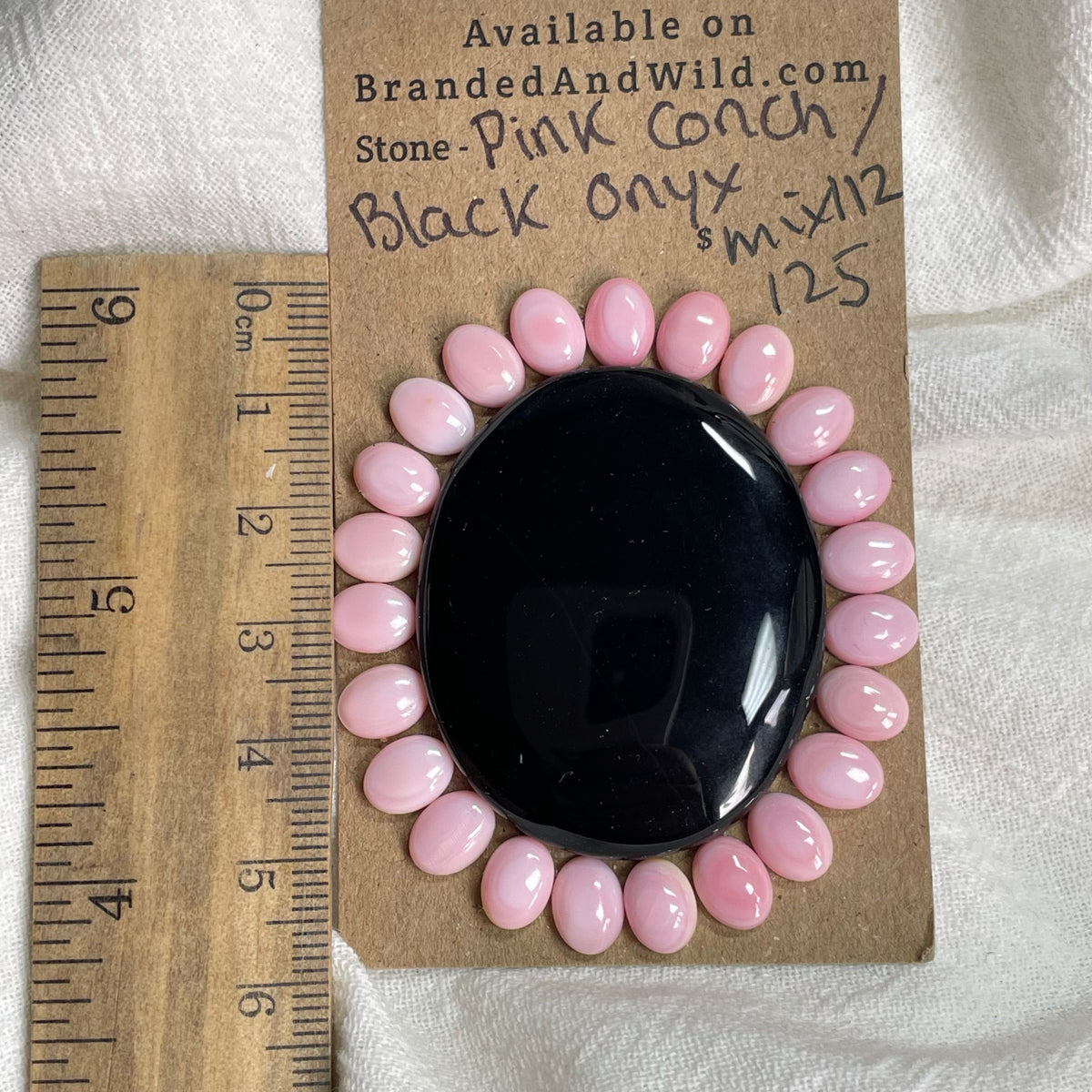 Black Onyx / Pink Conch Cabochon - MIX112 2AEDAA09-05C9-48ED-A030-77A5C12B5905 Brandedandwild.com