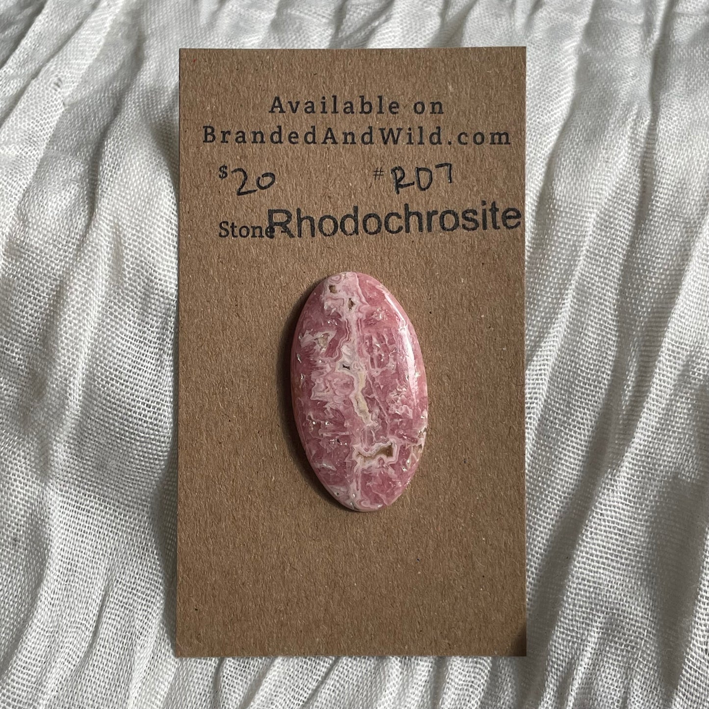 Rhodochrosite Cabochon - R07 2CA1FBAD-E5C2-447A-85E7-373A9AC13E14 Brandedandwild.com