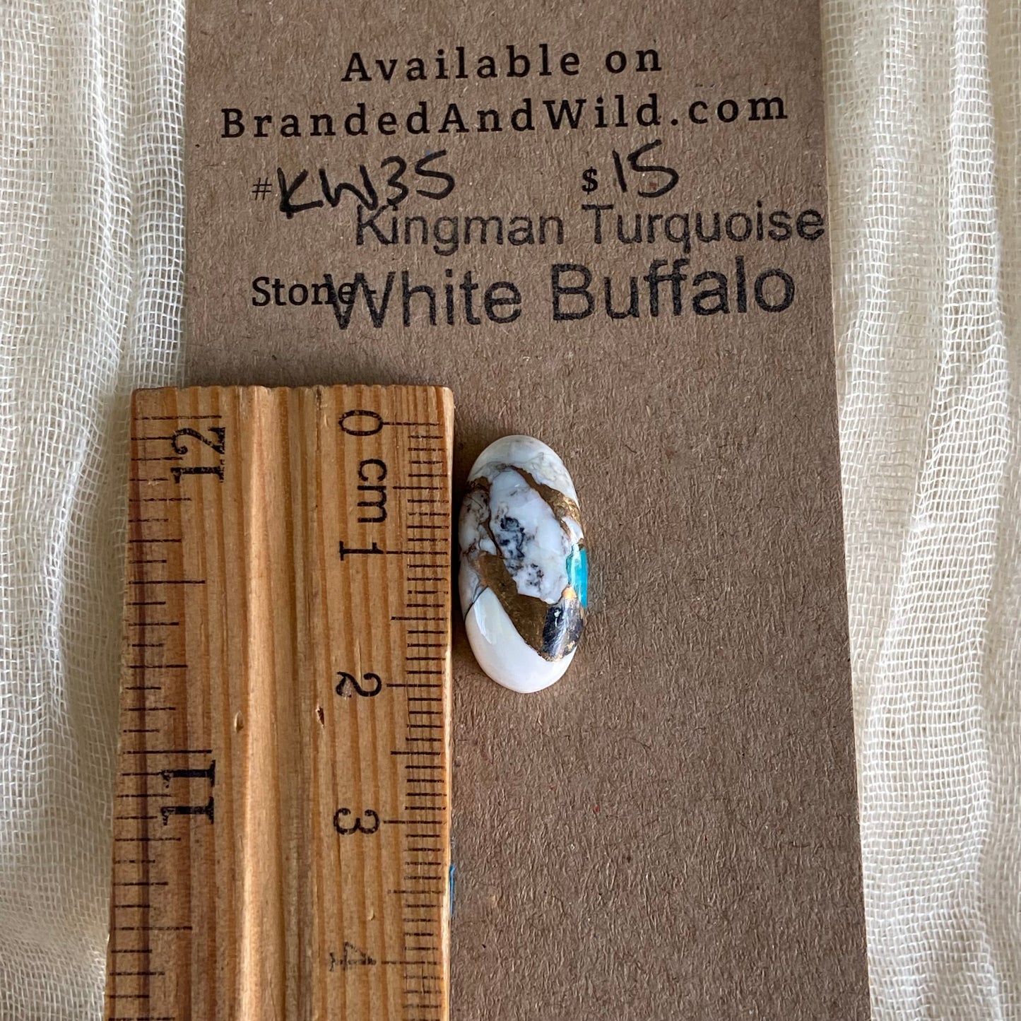 Kingman Turquoise, White Buffalo, Copper Cabochon - KW35