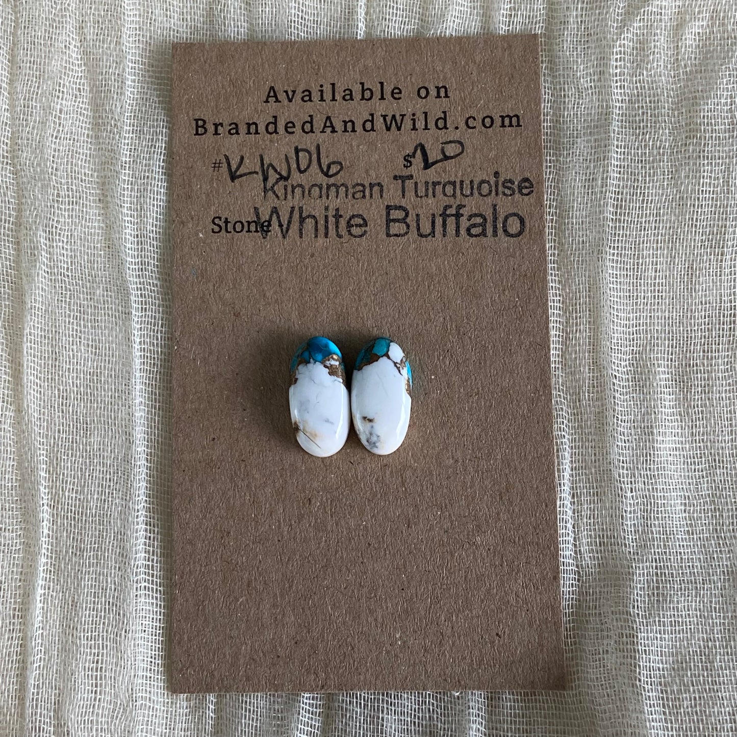 Kingman Turquoise, White Buffalo, Copper Cabochon - KW06