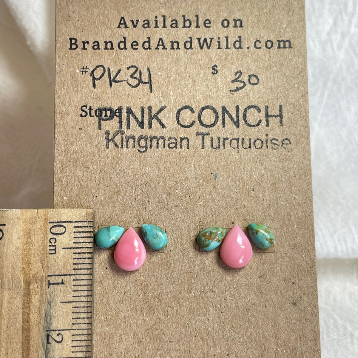 Pink Conch / Kingman Turquoise Cabochon - PK34 2E137223-E609-4B38-AF5E-3EA6FF7245DC Brandedandwild.com