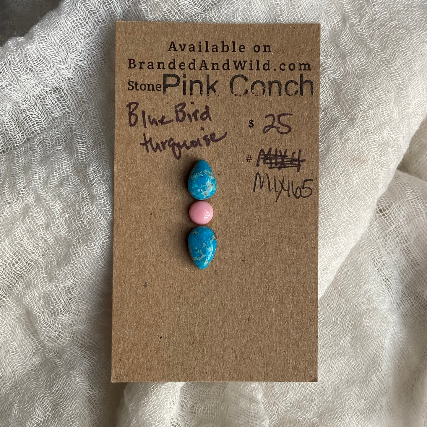 Blue Bird /  Pink Conch Cabochon - MIX165