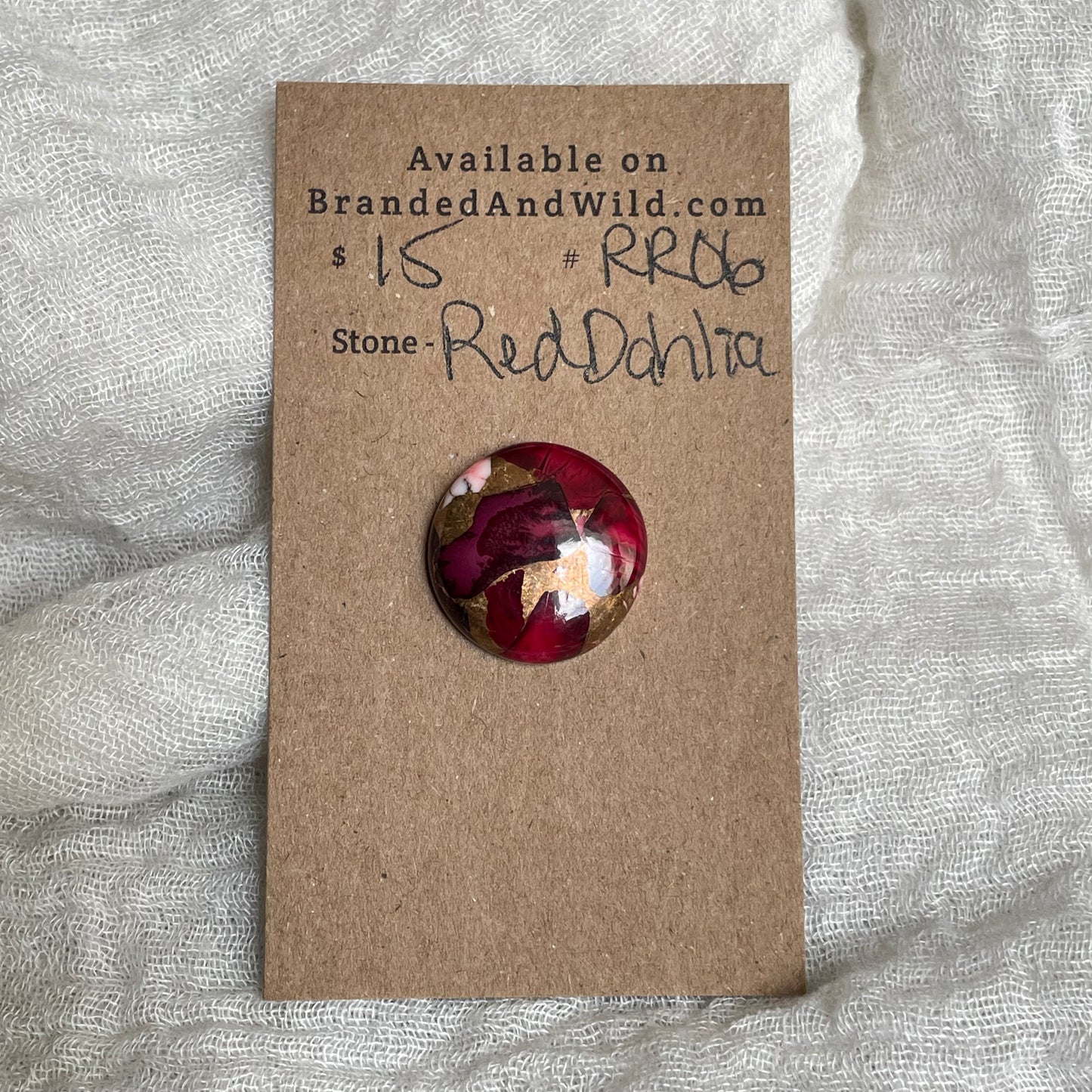 Red Dahlia Cabochon - RD06 2F4D2E6D-F6A3-4E79-9415-3644FD7A5FF4 Brandedandwild.com