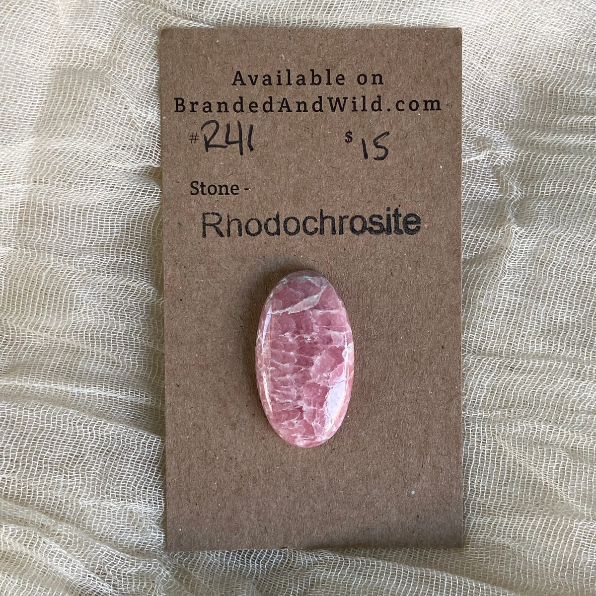Rhodochrosite Cabochon - R41 3069BAD4-B599-486B-A1F0-A16837078488 Brandedandwild.com
