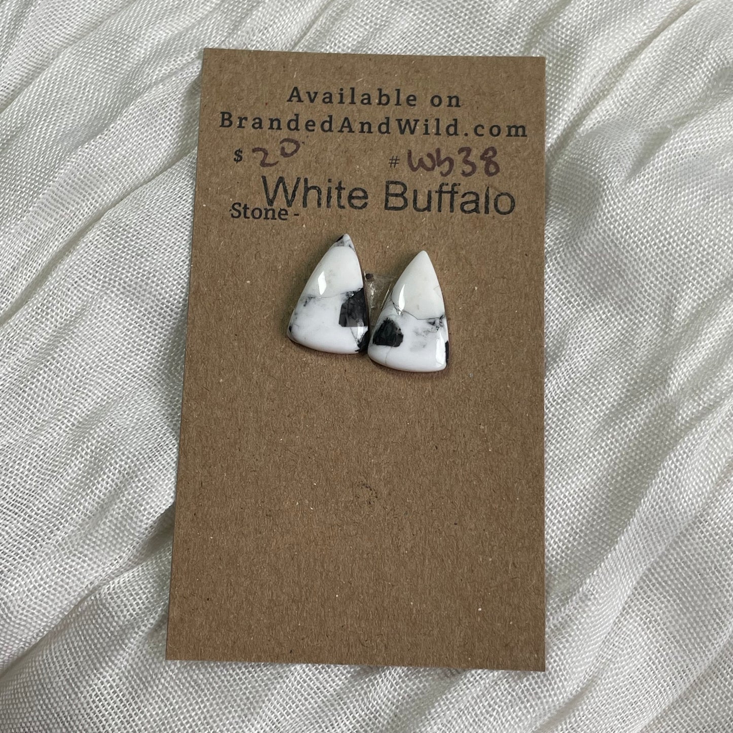 White Buffalo Cabochon - WB38 31105E73-6D3D-44DF-870E-922E5D27D374 Brandedandwild.com