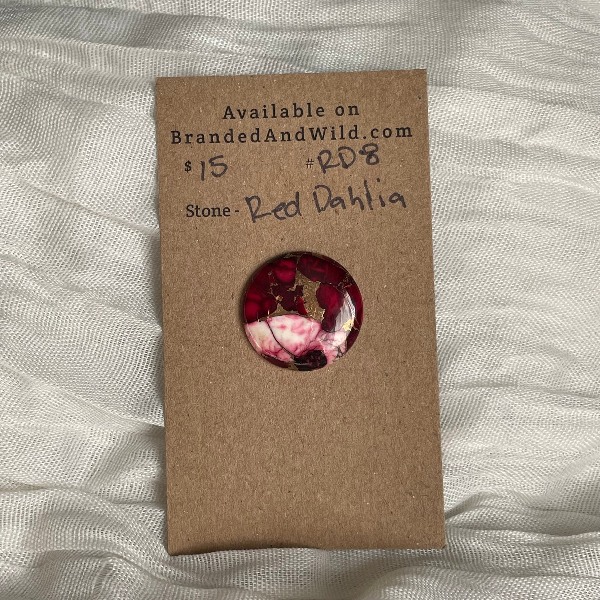 Red Dahlia Cabochon - RD8 3164A306-E895-4EB1-A435-01FFA784F30F Brandedandwild.com