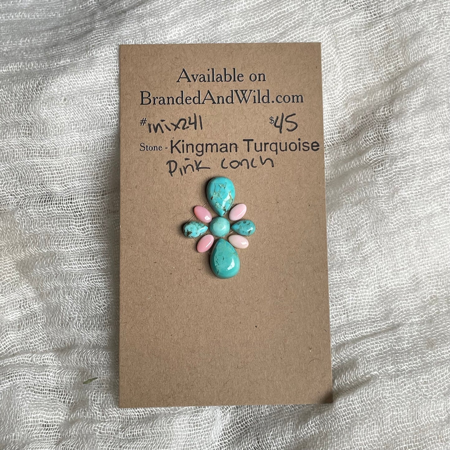 Kingman Turquoise / Pink Conch Cabochon - Mix241 31BD3298-D347-483E-BCE7-787027FE697E Brandedandwild.com