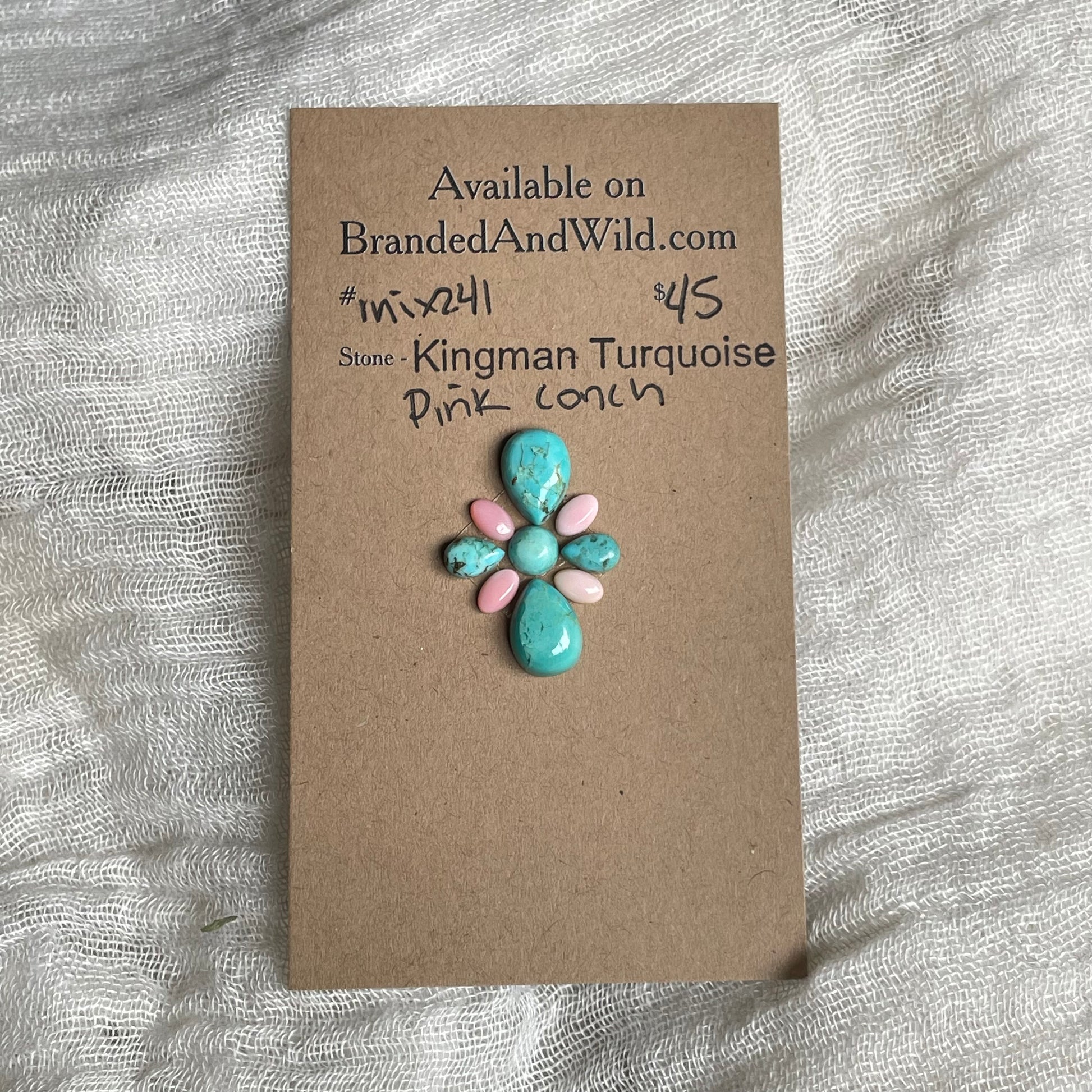 Kingman Turquoise / Pink Conch Cabochon - Mix241 31BD3298-D347-483E-BCE7-787027FE697E Brandedandwild.com