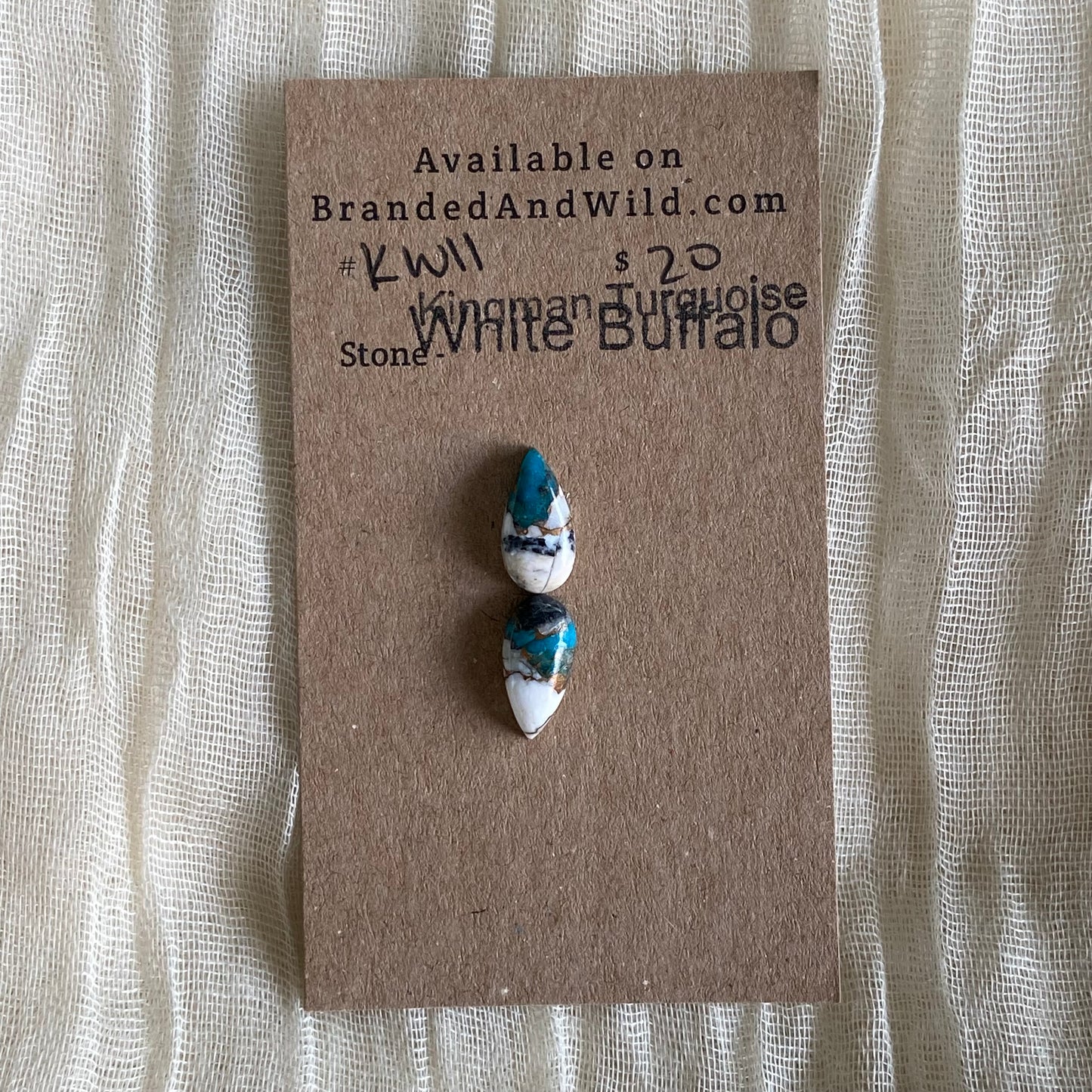 Kingman Turquoise, White Buffalo, Copper Cabochon - KW11