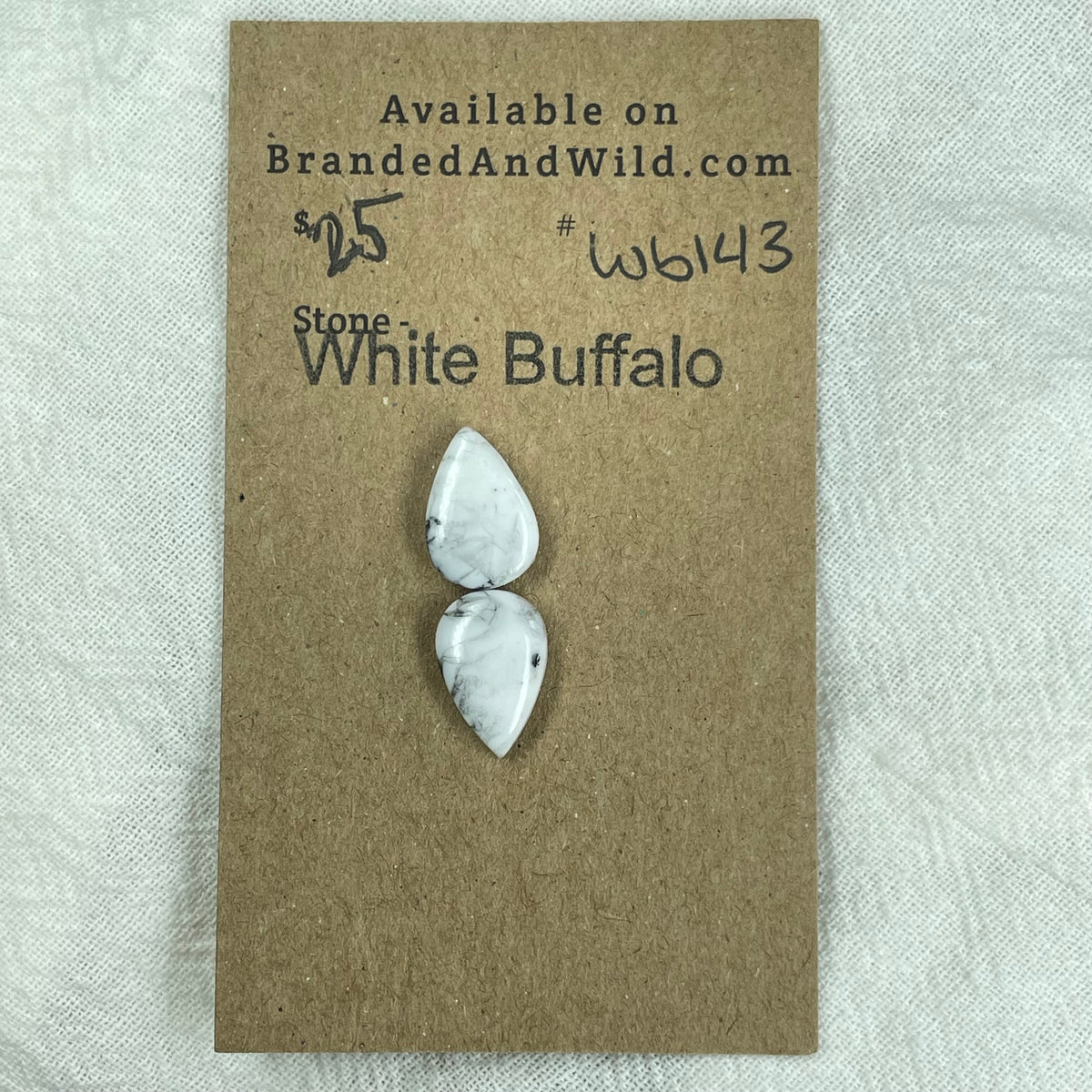 White Buffalo Cabochon - WB143 32707D46-9D5E-431C-AEB4-6A22FCF5CA39 Brandedandwild.com