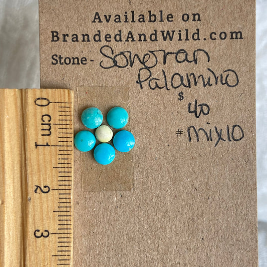 Palomino/Golden Hill/Sonoran Turquoise/Pink Conch/Oyster Shell/Garnet Cabochon - MIX10