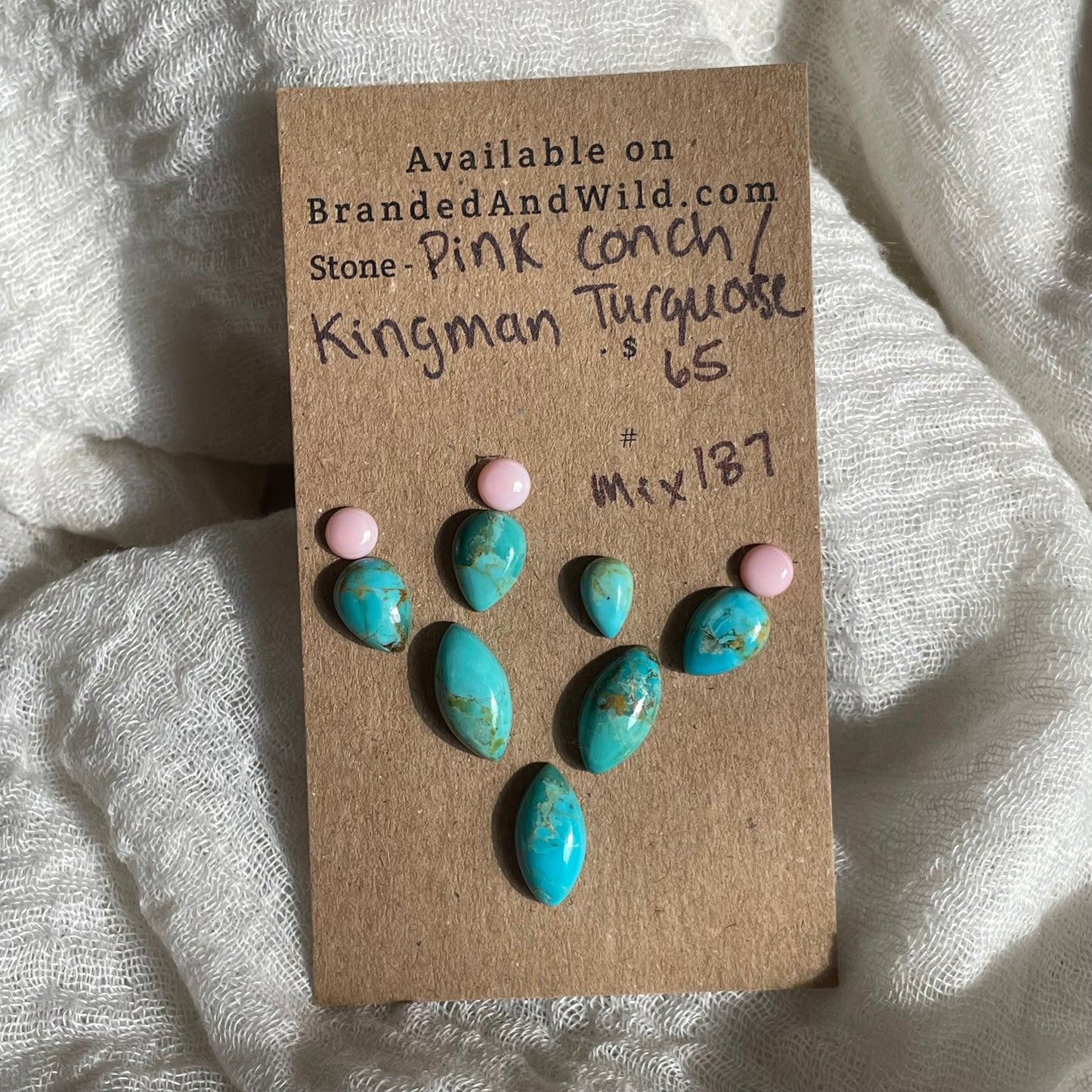 Kingman / Pink Conch Cabochon - Mix187 339CB88E-0066-49B6-A4D2-890C0AF0FD2B Brandedandwild.com