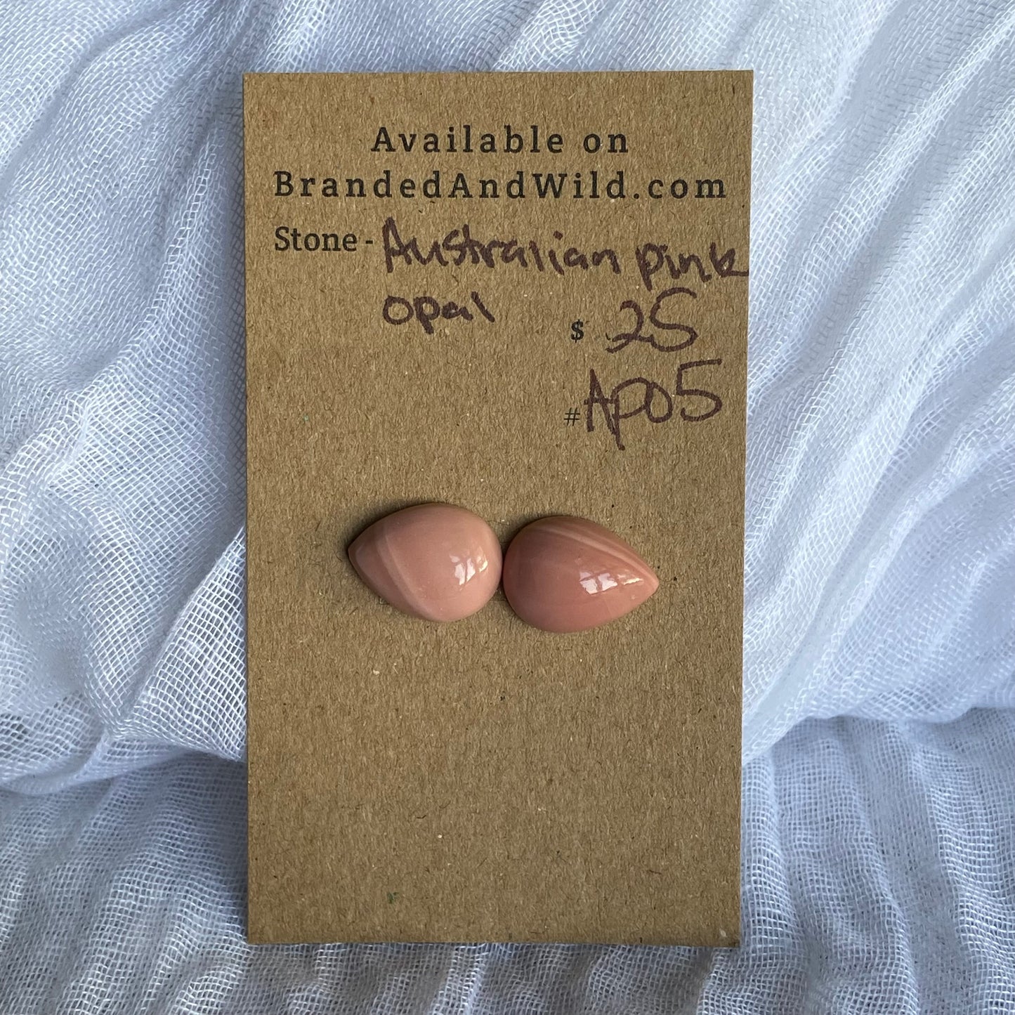 Australian Pink Opal Cabochon - APO5 33E37C6F-4210-4084-9D17-36D67D17FD90 Brandedandwild.com