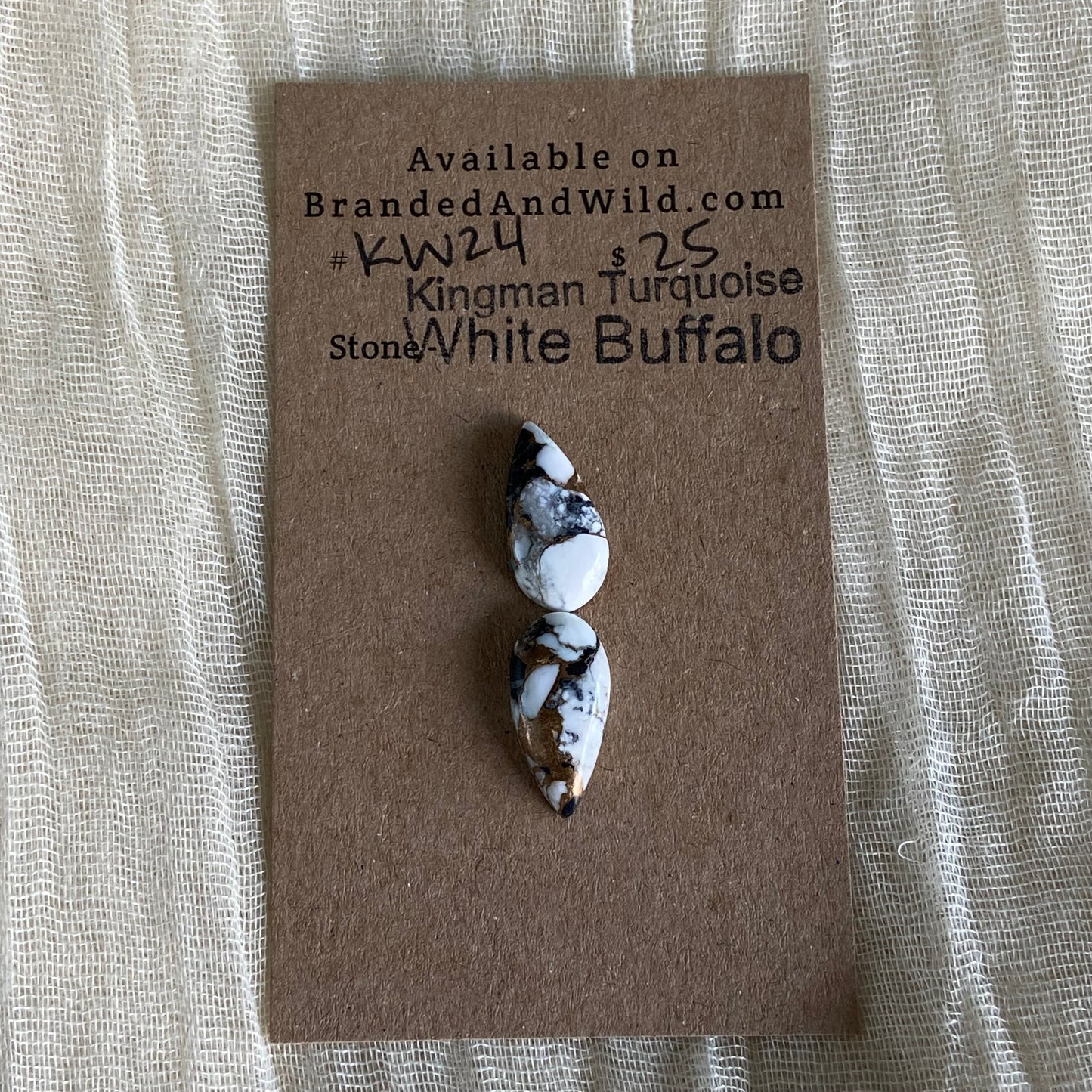 Kingman Turquoise, White Buffalo, Copper Cabochon - KW08